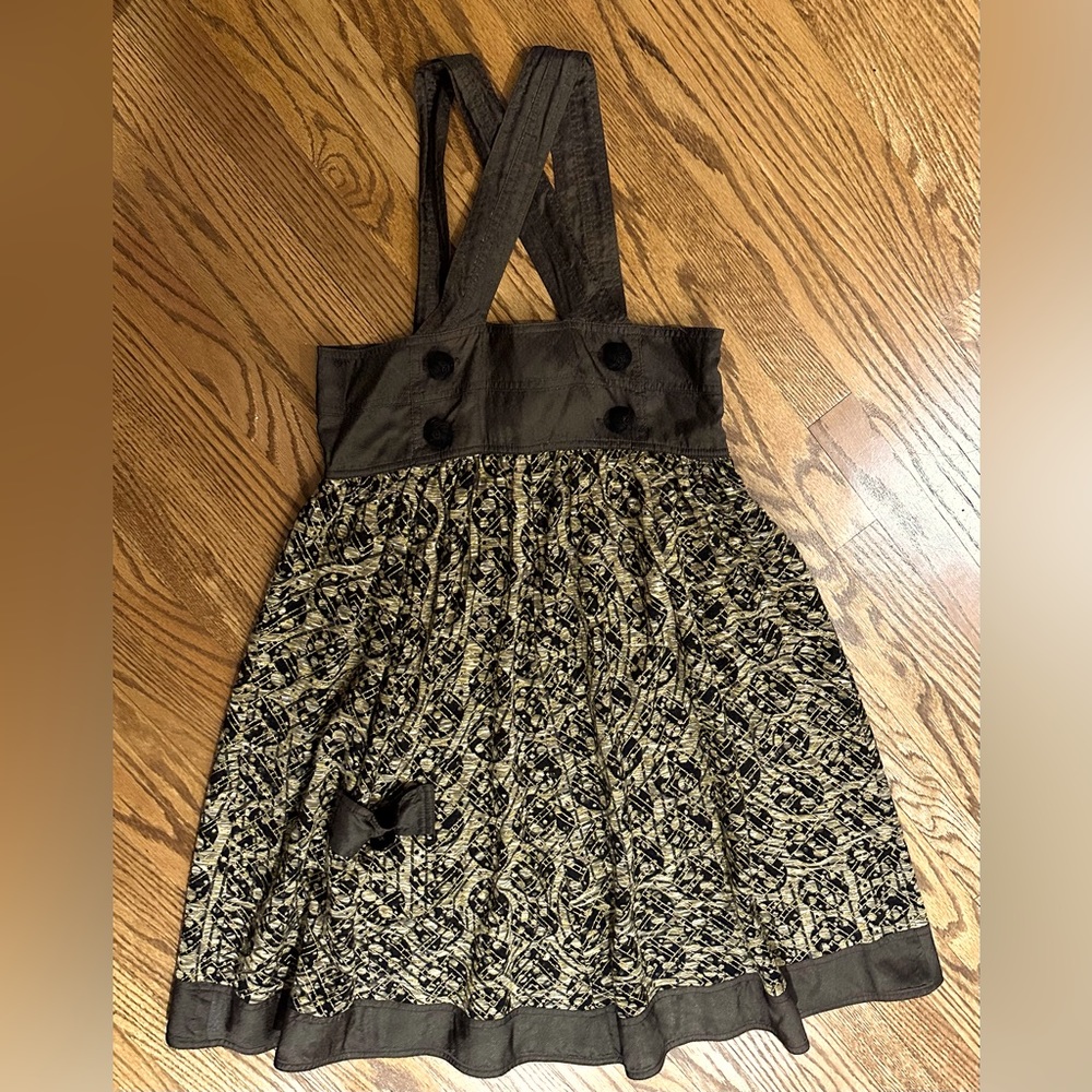 Custo Barcelona vintage baby doll bib dress w/ cross straps & detailed buttons